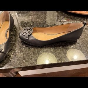 Tory Burch Benton 2 Black Nappa Leather Ballet Flat Slip NEW!